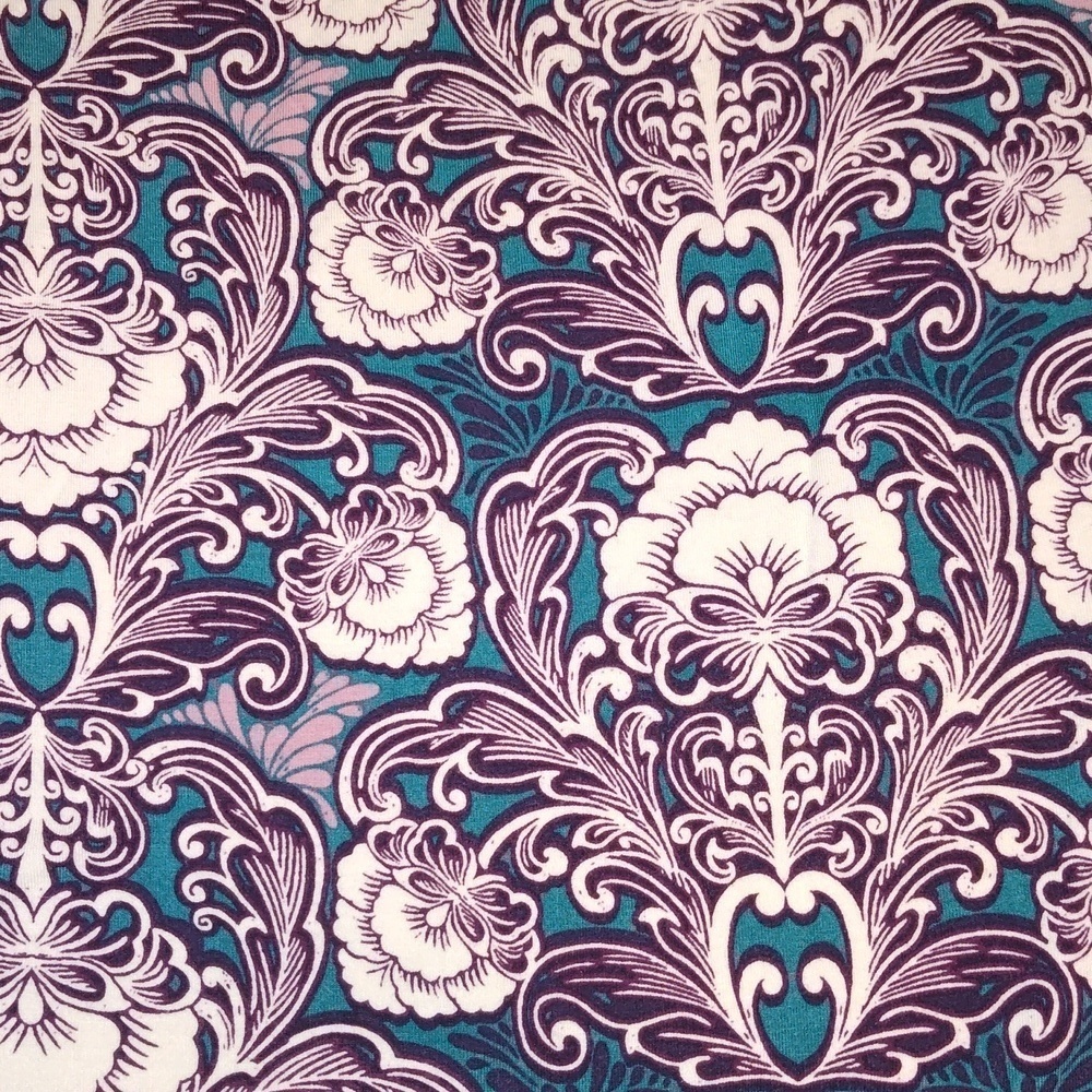 Talbots  long-sleeve cowl neck top with a paisley print.  Teal Burgundy - Picture 6 of 9
